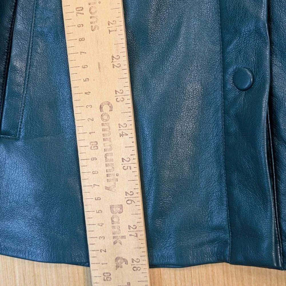 Chicos Faux Leather Shirt Jacket Teal Green Button Front‎ Shacket Size Large